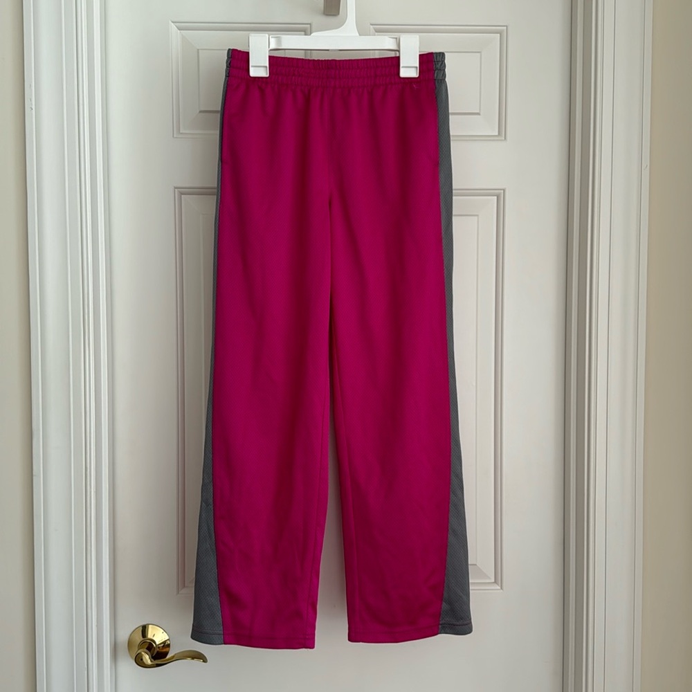 Danskin Now Pants Size L (10-12) Pink Gray Pockets Elastic Waist Gym Athletic